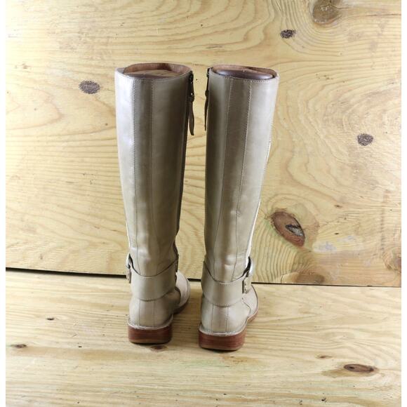 Fossil Boots Womens 6 White Cement Big Buckle Riding Equestrian Tall Zip - Picture 4 of 10